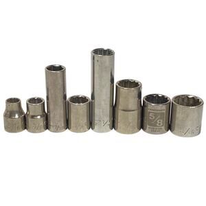 Craftsman 8 Pc Socket Set 1/4" 1/2" Drive 5/16-11/16” SAE 6-12 Pt Deep Shallow